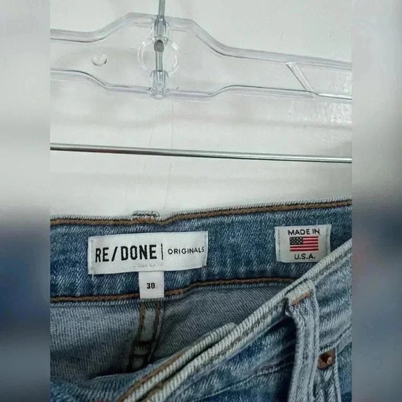 Re/Done Jeans High Rise Ankle Crop Stretch Light 27 Wash Size 30 - Picture 2 of 3